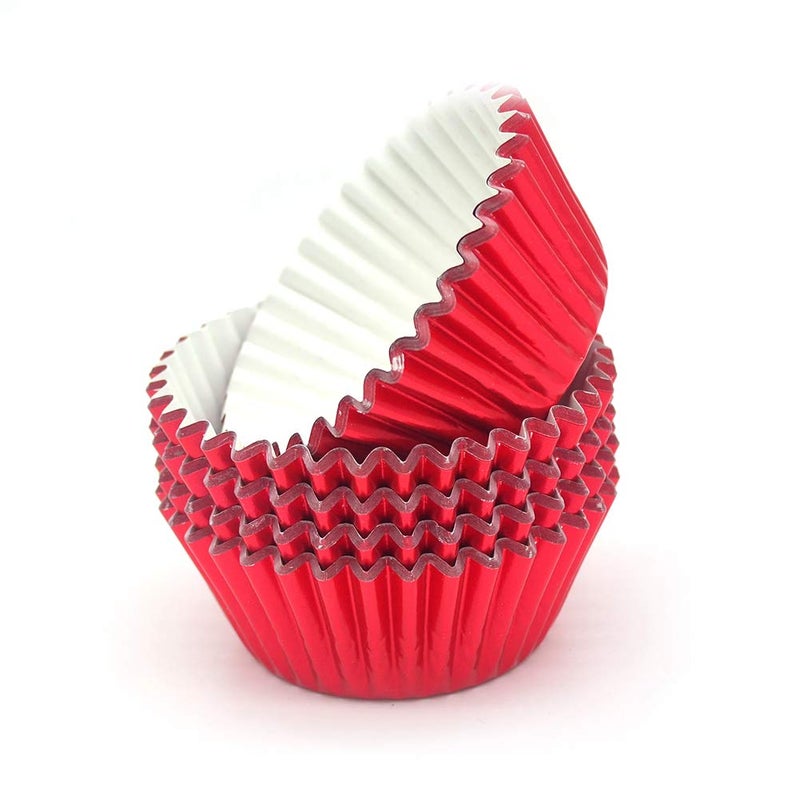 Mombake Standard Red Foil Cupcake Liners Muffin Baking Cups for Party and More, 100-Count - Image 3